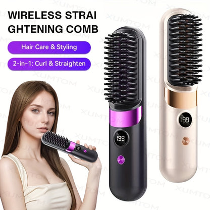 Multifunctional Hair Straightener Brush & Curling Iron | LED Display, Fast Heating | Loewe Shop